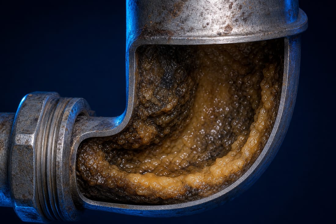 Exemple : dépôt de graisse dans une canalisation de cuisine